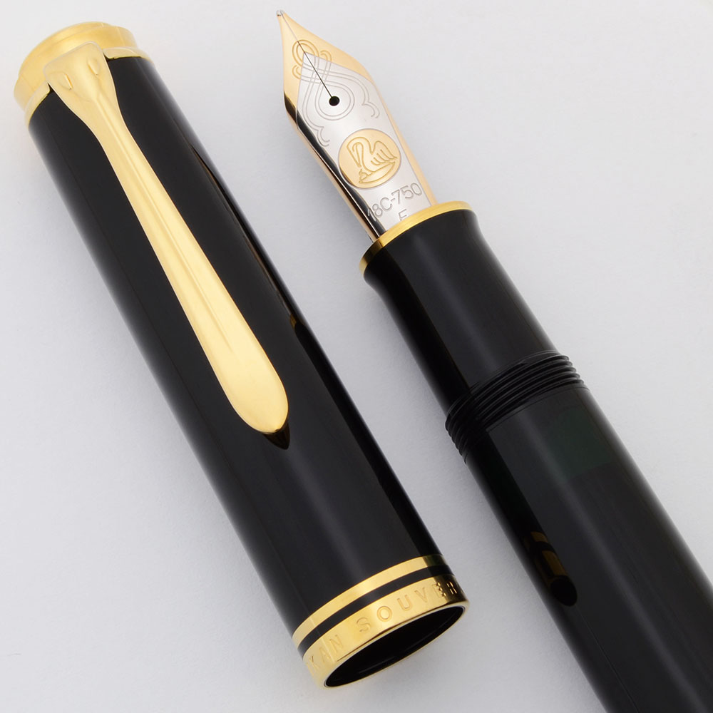 Pelikan M1000 Fountain Pen - Oversize, Black w/Gold Trim, 18K Fine